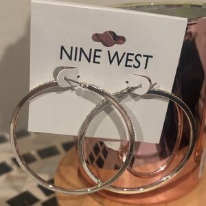 Nine West Silver tone Hoop Earrings
